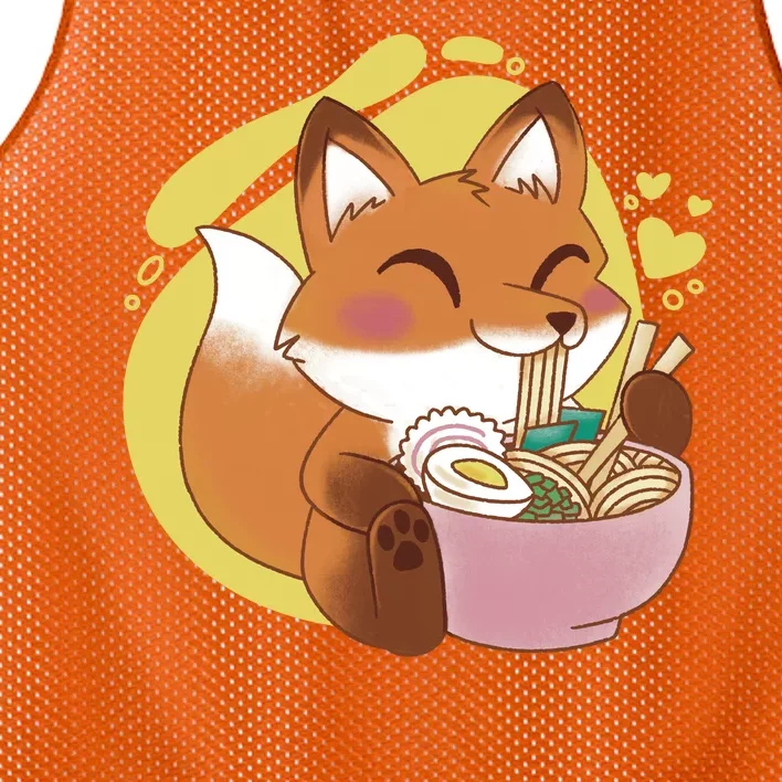 Kawaii Fox Eating Ramen Mesh Reversible Basketball Jersey Tank