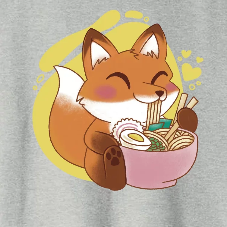 Kawaii Fox Eating Ramen Women's Crop Top Tee