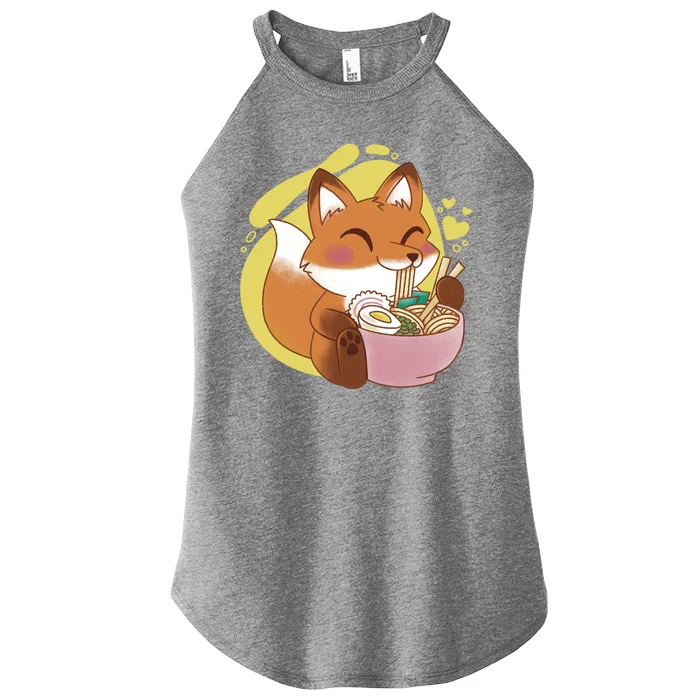 Kawaii Fox Eating Ramen Women’s Perfect Tri Rocker Tank