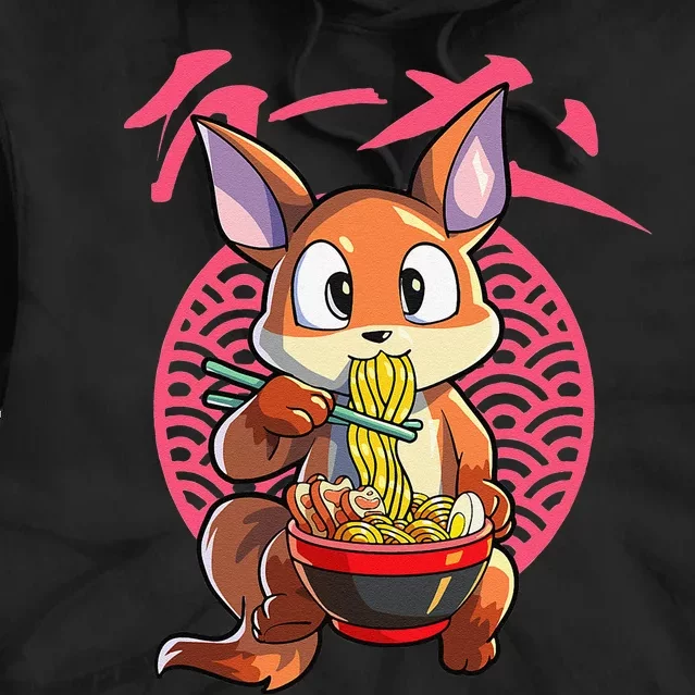 Kawaii Fox eating Ra Japanese Noodle Anime Fox Tie Dye Hoodie