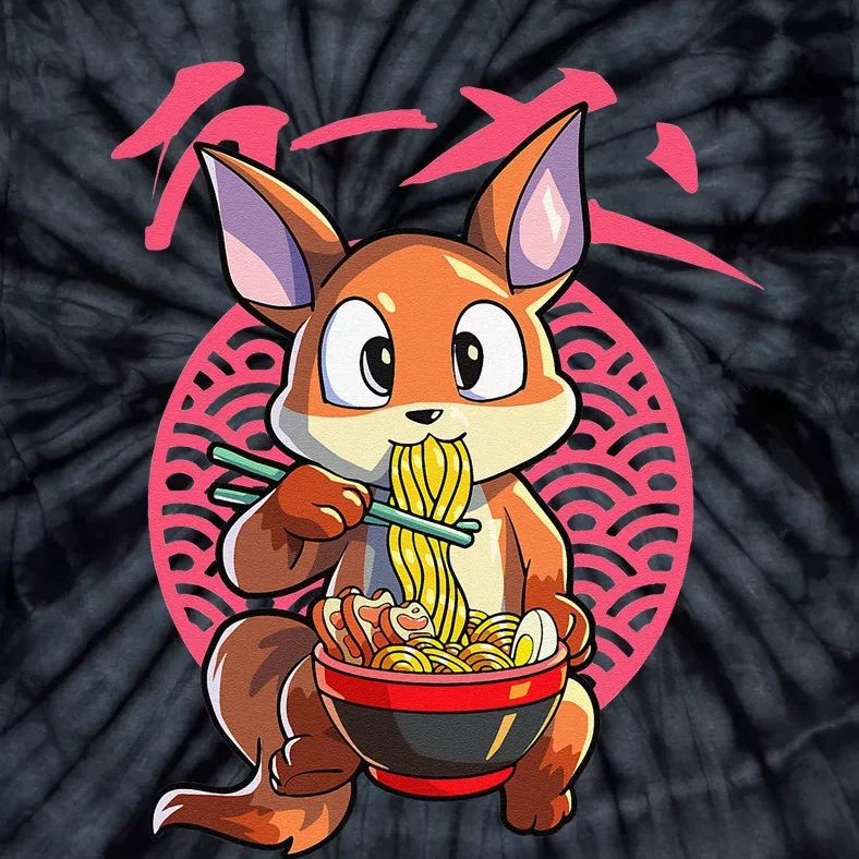 Kawaii Fox eating Ra Japanese Noodle Anime Fox Tie-Dye T-Shirt