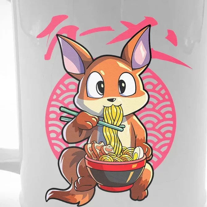 Kawaii Fox eating Ra Japanese Noodle Anime Fox Front & Back Beer Stein