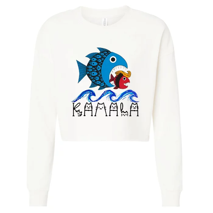 Kamala Fish Eat Fish Cropped Pullover Crew