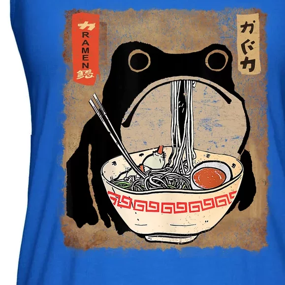 Kawaii Frog Eating Ramen Japanese Food Anime Teen Ladies Essential Flowy Tank