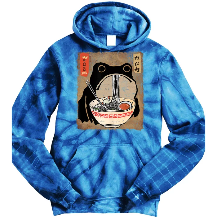 Kawaii Frog Eating Ramen Japanese Food Anime Teen Tie Dye Hoodie