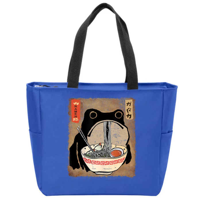 Kawaii Frog Eating Ramen Japanese Food Anime Teen Zip Tote Bag