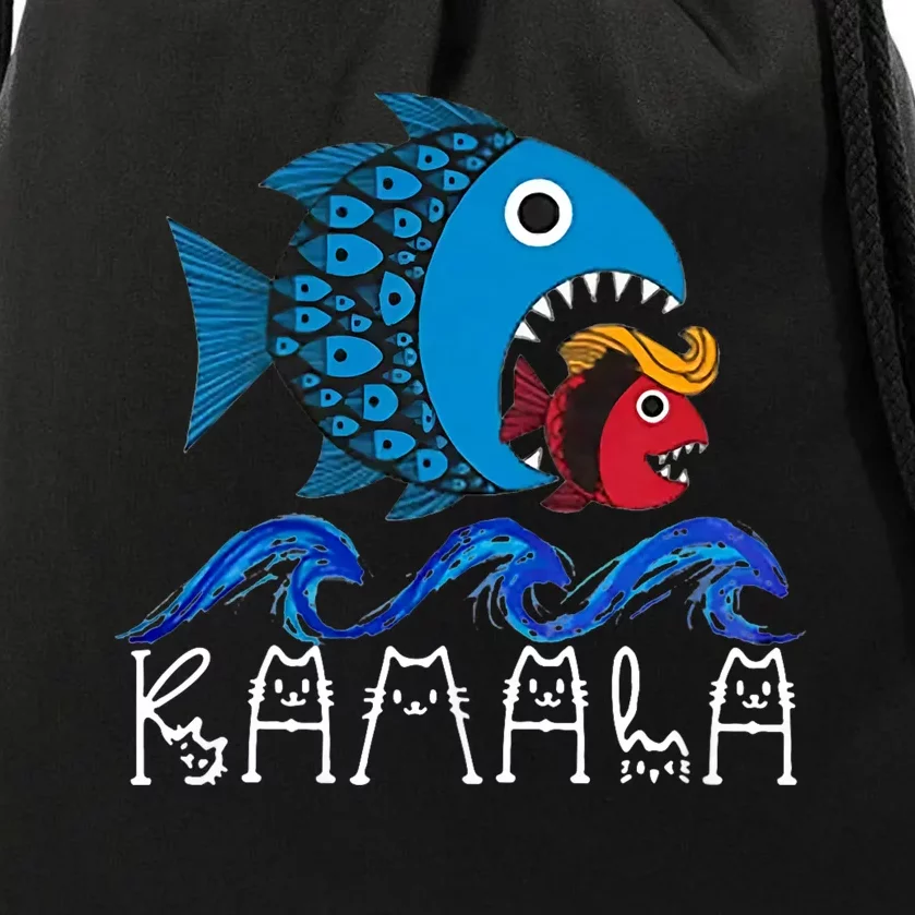 Kamala Fish Eat Fish Drawstring Bag