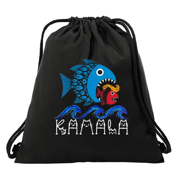 Kamala Fish Eat Fish Drawstring Bag