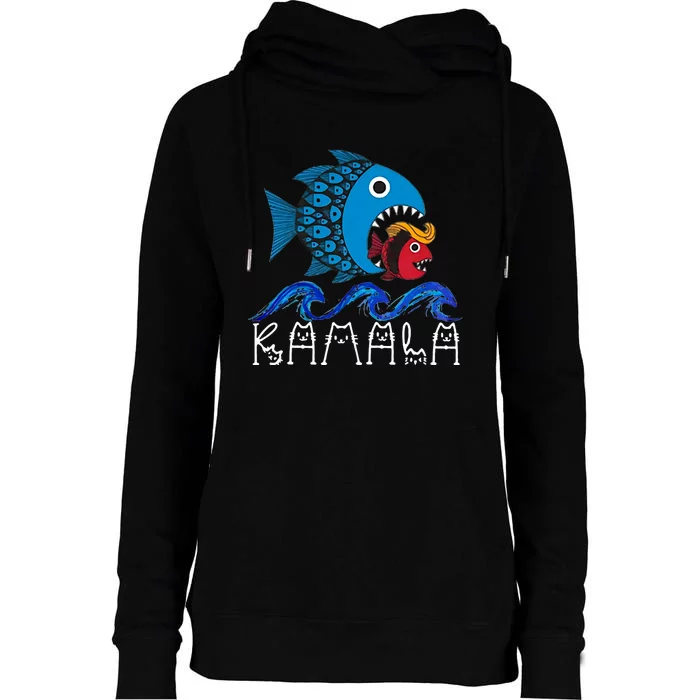 Kamala Fish Eat Fish Womens Funnel Neck Pullover Hood