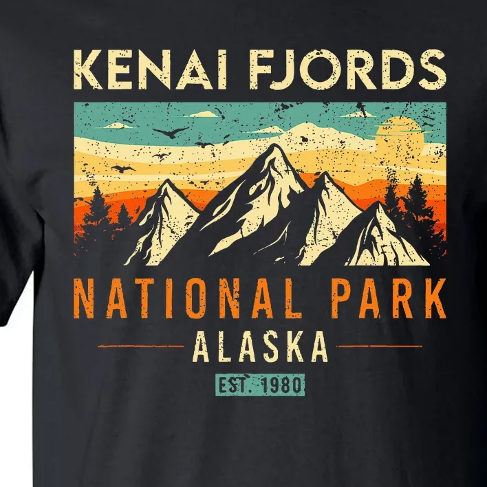 Kenai Fjords Est. 1980 Retro Alaska National Park Tall T-Shirt