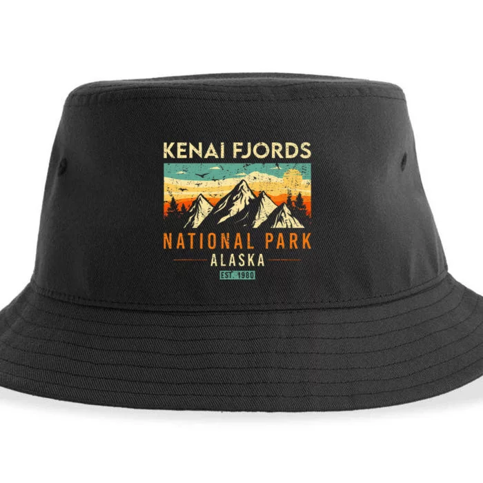 Kenai Fjords Est. 1980 Retro Alaska National Park Sustainable Bucket Hat