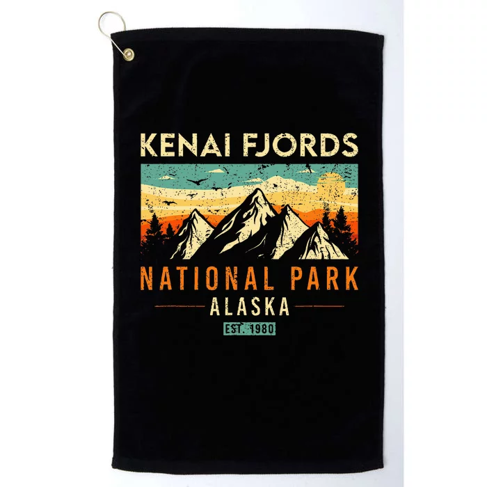 Kenai Fjords Est. 1980 Retro Alaska National Park Platinum Collection Golf Towel