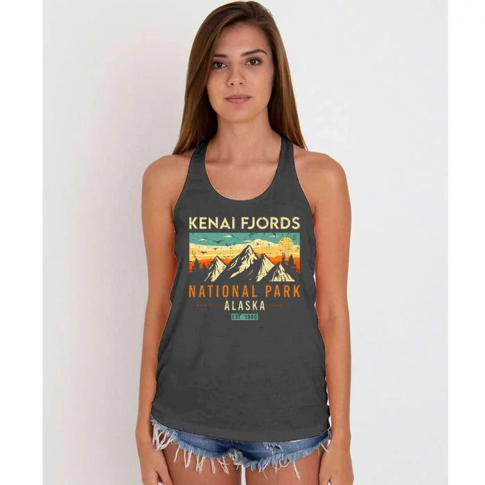 Kenai Fjords Est. 1980 Retro Alaska National Park Women's Knotted Racerback Tank