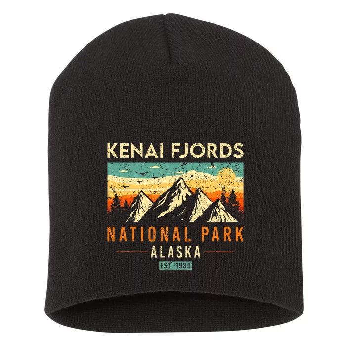 Kenai Fjords Est. 1980 Retro Alaska National Park Short Acrylic Beanie