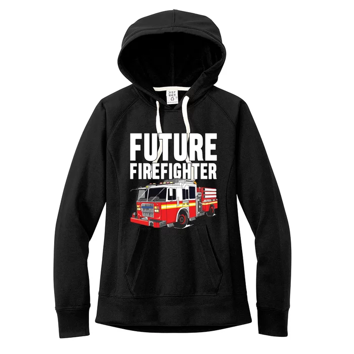 Kids Future Firefighter Fire Truck Theme Birthday Boy Women's Fleece Hoodie