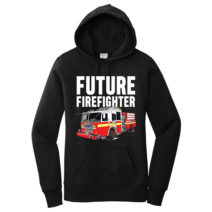 Kids Future Firefighter Fire Truck Theme Birthday Boy Women's Pullover Hoodie