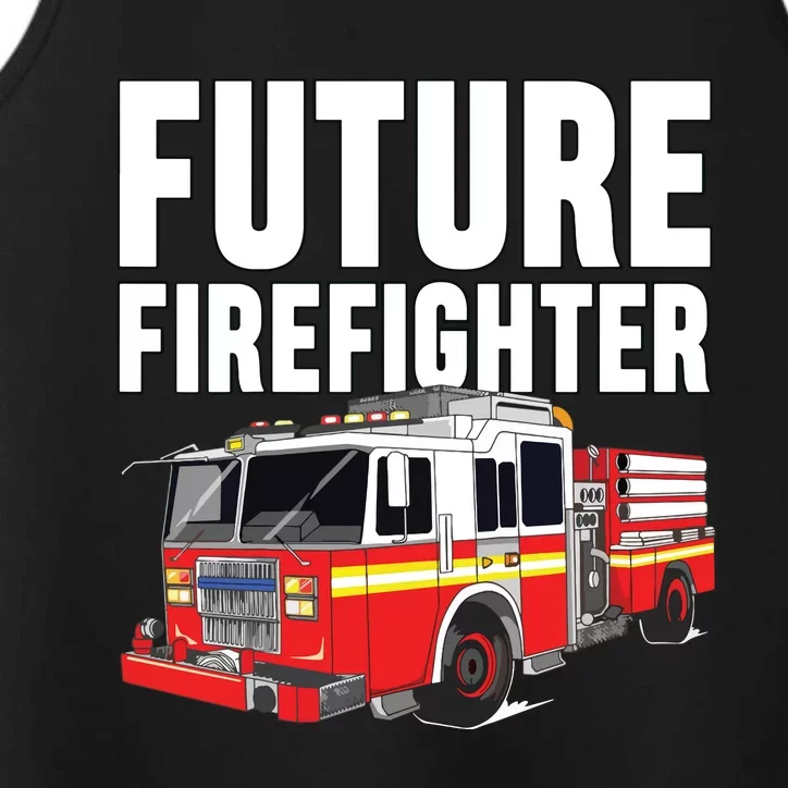 Kids Future Firefighter Fire Truck Theme Birthday Boy Performance Tank