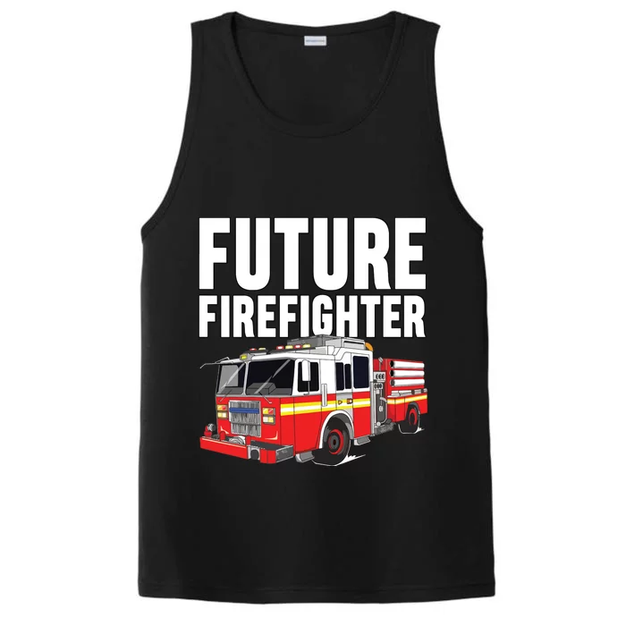 Kids Future Firefighter Fire Truck Theme Birthday Boy Performance Tank