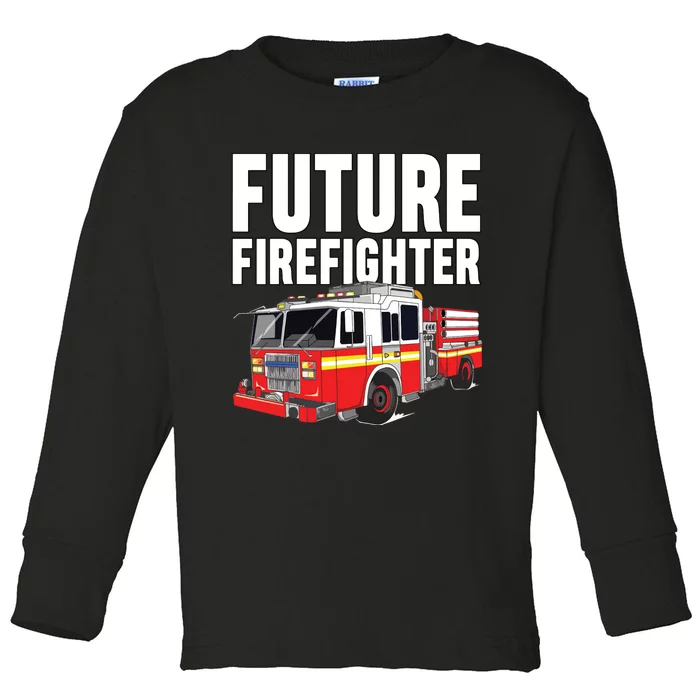 Kids Future Firefighter Fire Truck Theme Birthday Boy Toddler Long Sleeve Shirt