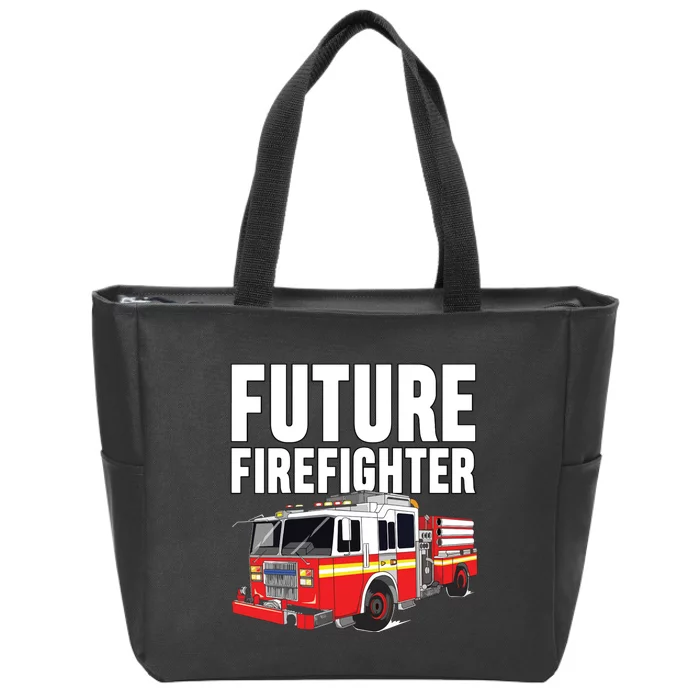 Kids Future Firefighter Fire Truck Theme Birthday Boy Zip Tote Bag