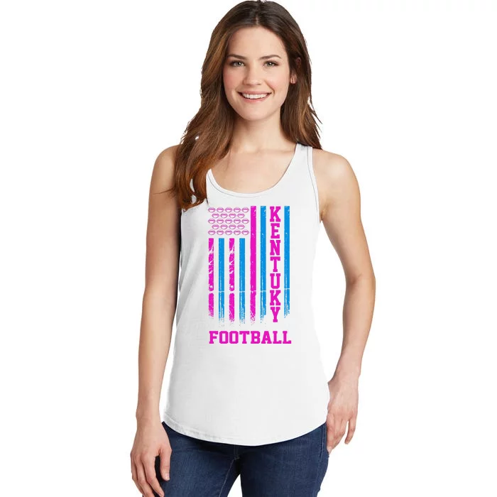 Kentucky Football Fan American Flag Ladies Essential Tank