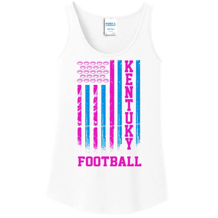 Kentucky Football Fan American Flag Ladies Essential Tank