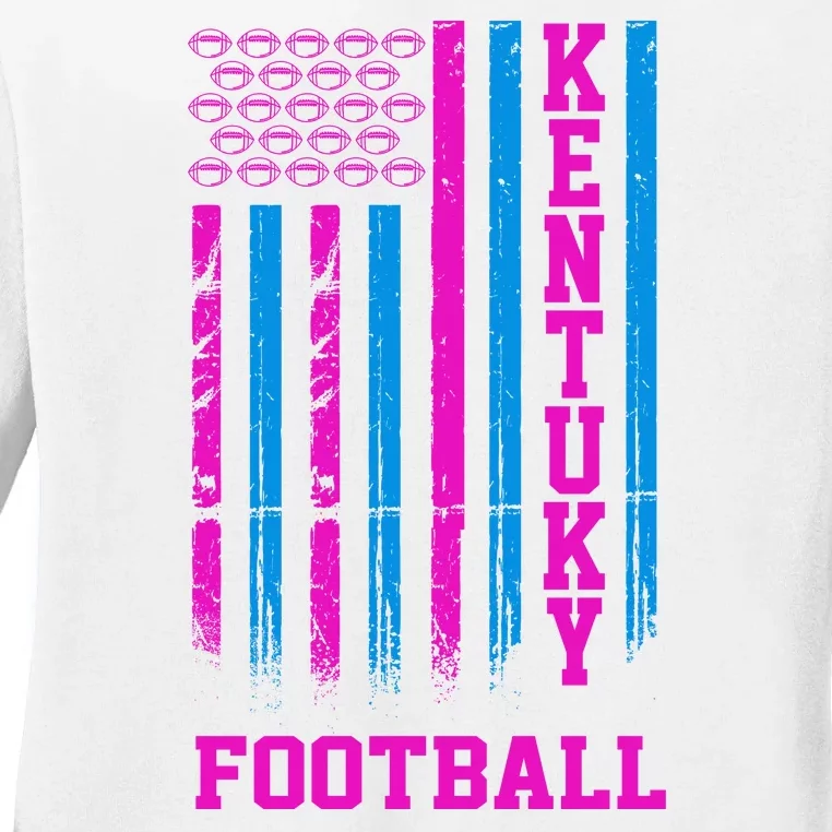 Kentucky Football Fan American Flag Ladies Long Sleeve Shirt