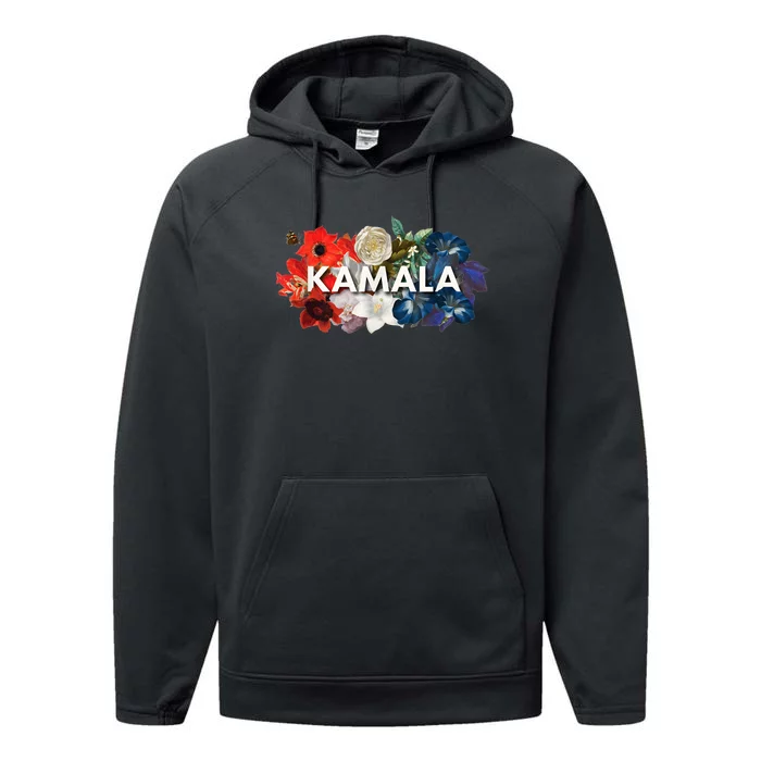 Kamala Floral Feminine First President Performance Fleece Hoodie