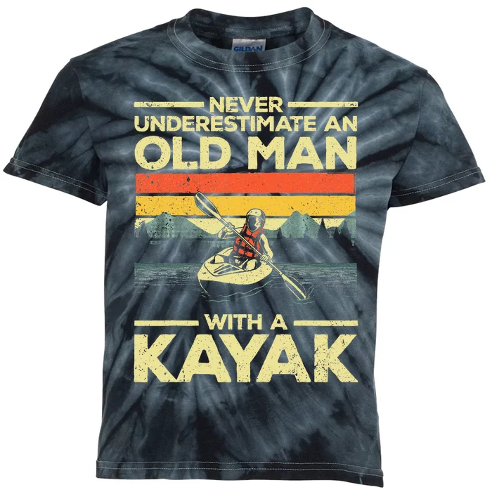 Kayaking For Grandpa Kayaker Kayak Lovers Kids Tie-Dye T-Shirt