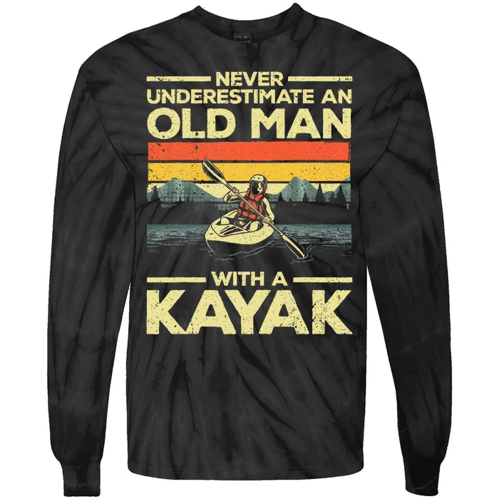 Kayaking For Grandpa Kayaker Kayak Lovers Tie-Dye Long Sleeve Shirt