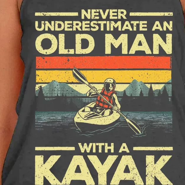 Kayaking For Grandpa Kayaker Kayak Lovers Women's Knotted Racerback Tank