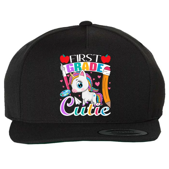 Kids First Grade Cutie First Day Of School Student Unicorn Wool Snapback Cap