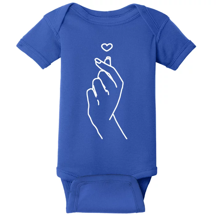 Korean Finger Heart Kpop Love Kmeaningful Giftpop Merchandise Merch Gift Baby Bodysuit