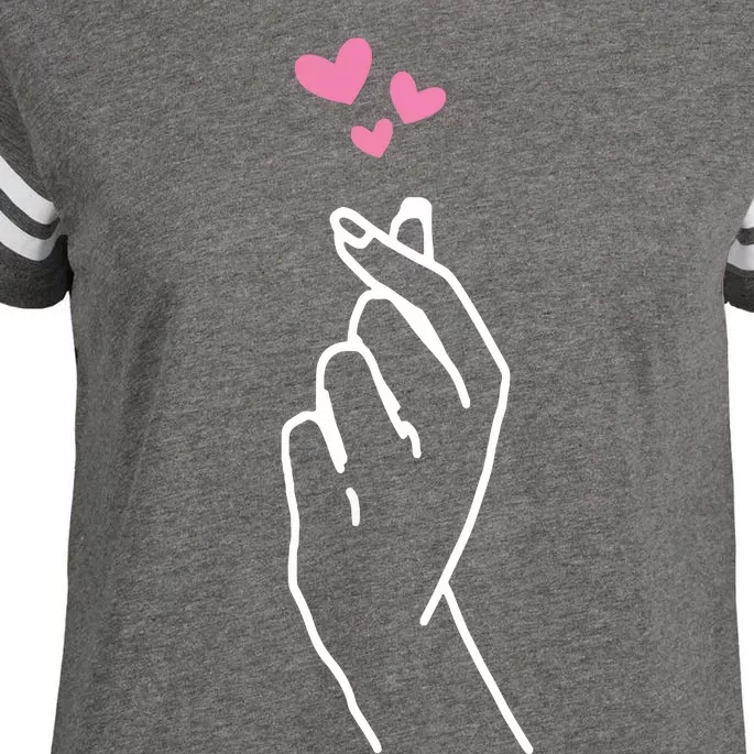 Korean Finger Heart Tee Hand I Love You Kpop Merch Kpop Enza Ladies Jersey Football T-Shirt