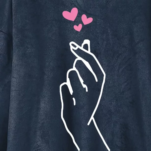 Korean Finger Heart Tee Hand I Love You Kpop Merch Kpop Hooded Wearable Blanket