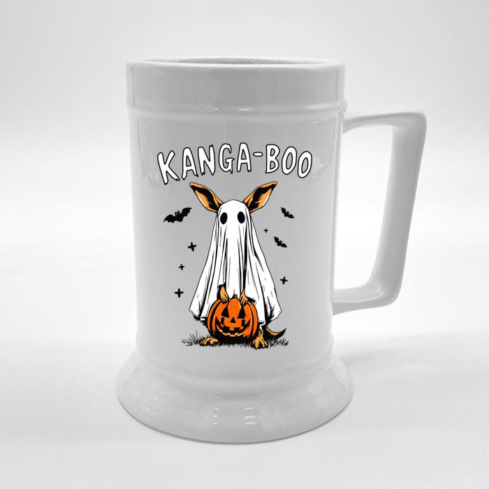 Kangaboo Funny Halloween Kangaroo Ghost Pun Animal Humor Gift Front & Back Beer Stein