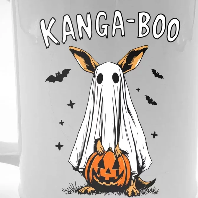 Kangaboo Funny Halloween Kangaroo Ghost Pun Animal Humor Gift Front & Back Beer Stein