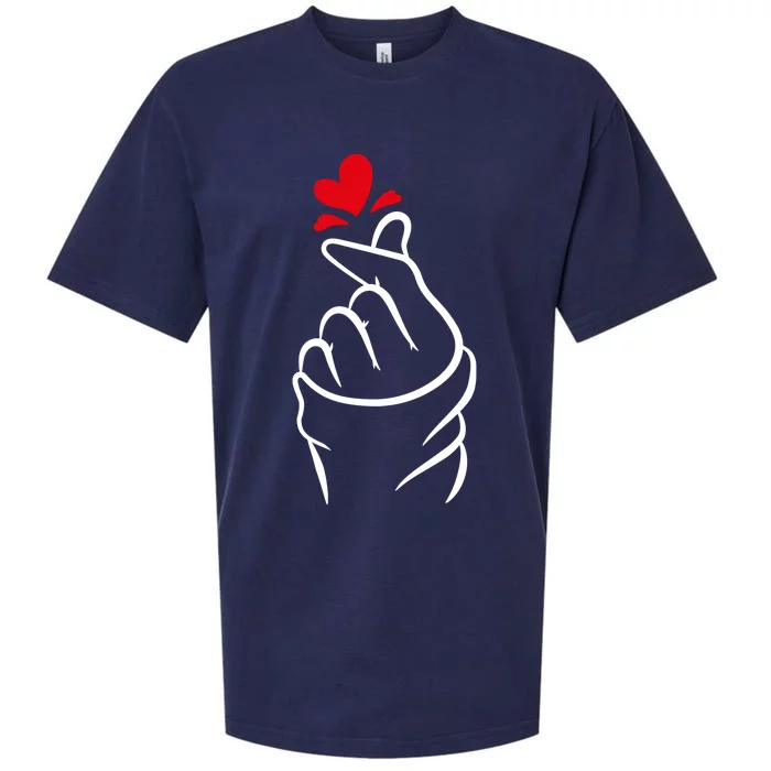 Korean Finger Heart, Korean Love Gift, Cute Korean Heart T, K Pop S Sueded Cloud Jersey T-Shirt