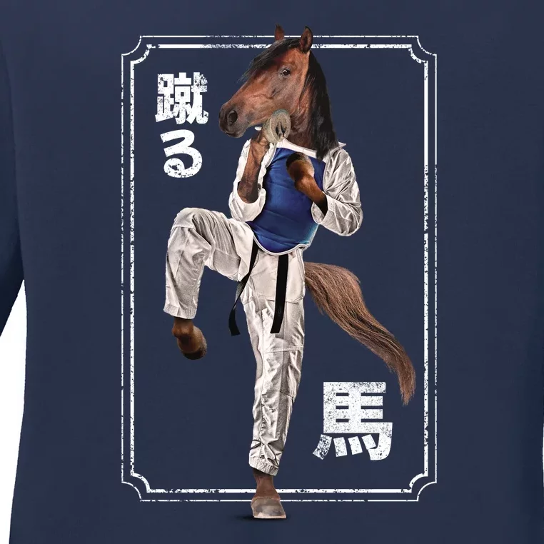 Kung Fu Horse Ladies Long Sleeve Shirt