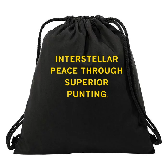 Kirk Ferentz Interstellar Peace Through Superior Punting Drawstring Bag