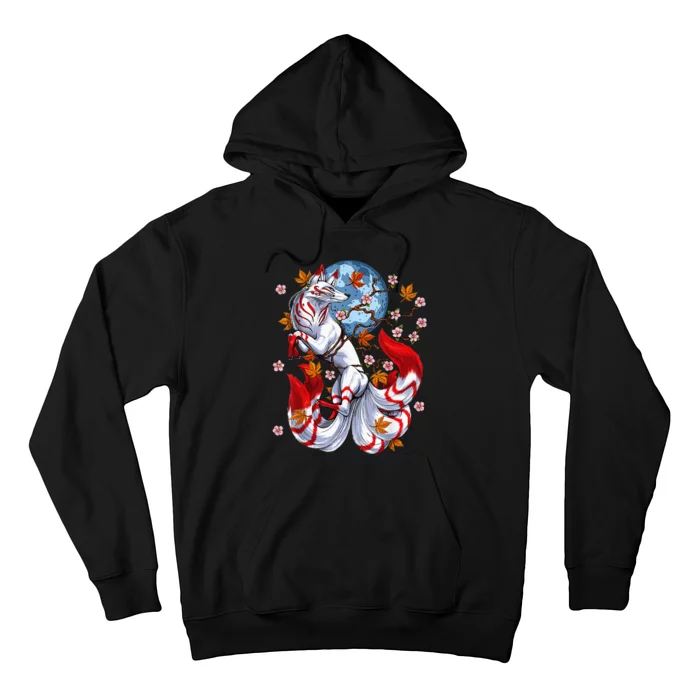 Kitsune Foxs Japanese Nine Tailed Foxs Cherrys Blossom Hoodie