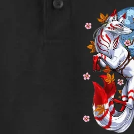 Kitsune Foxs Japanese Nine Tailed Foxs Cherrys Blossom Dry Zone Grid Performance Polo