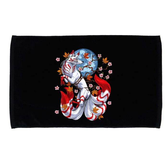 Kitsune Foxs Japanese Nine Tailed Foxs Cherrys Blossom Microfiber Hand Towel