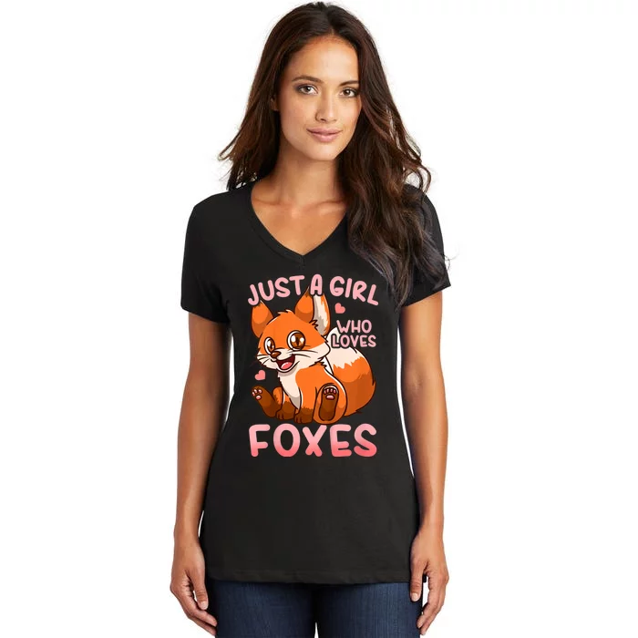 Kids Fox Just A Girl Who Loves Foxes Women's V-Neck T-Shirt