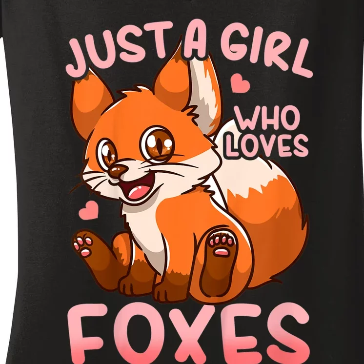 Kids Fox Just A Girl Who Loves Foxes Women's V-Neck T-Shirt