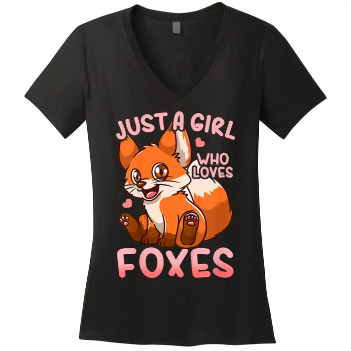 Kids Fox Just A Girl Who Loves Foxes Women's V-Neck T-Shirt