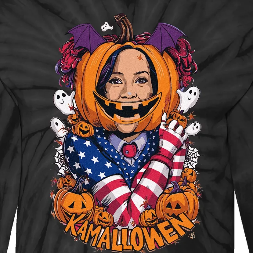 Kamalloween Funny Kamala Harris 2024 Witch Halloween Costume Tie-Dye Long Sleeve Shirt