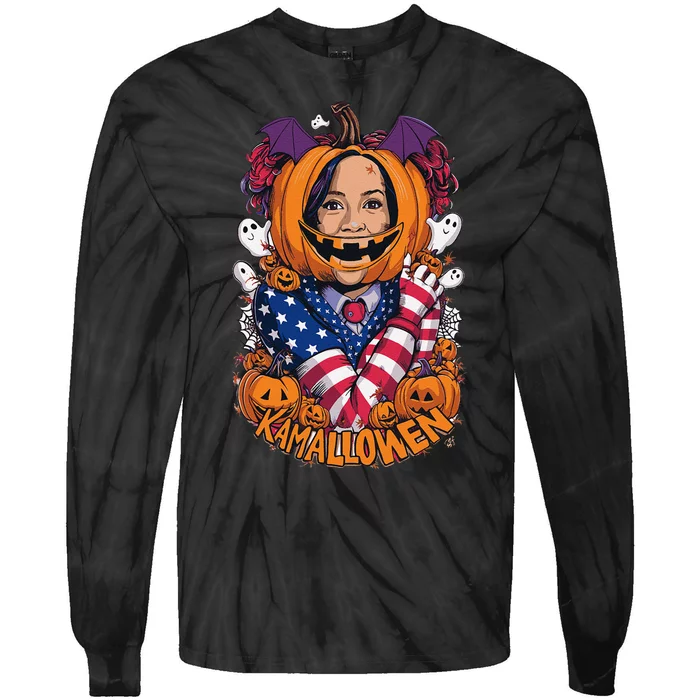 Kamalloween Funny Kamala Harris 2024 Witch Halloween Costume Tie-Dye Long Sleeve Shirt