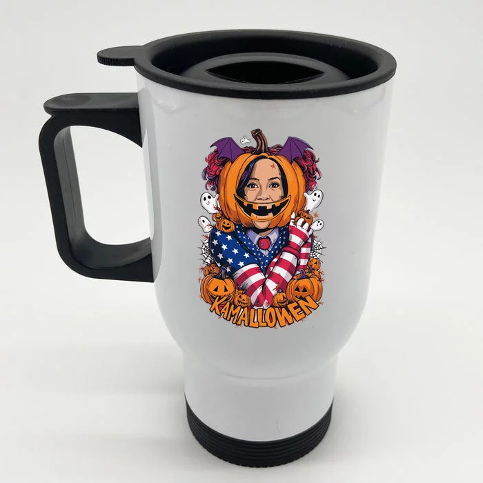 Kamalloween Funny Kamala Harris 2024 Witch Halloween Costume Front & Back Stainless Steel Travel Mug