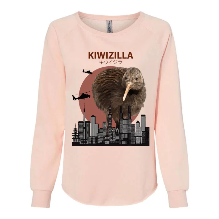 Kiwizilla Funny Kiwi New Zealand Bird Lovers Gift Womens California Wash Sweatshirt